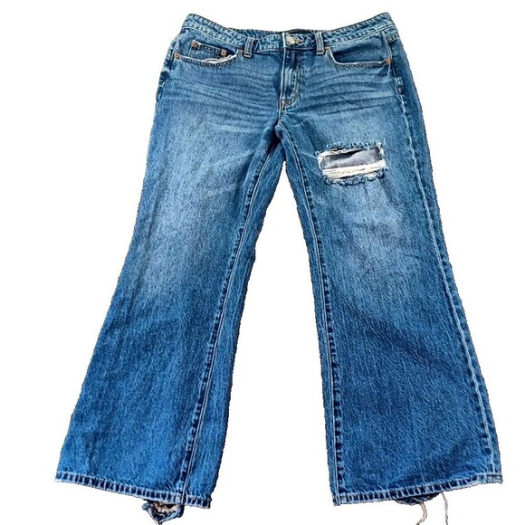 Aeropostale Baggy Flare Size 10S 35x29 Thrashed Distressed Midrise Throwback 70s - Picture 1 of 16